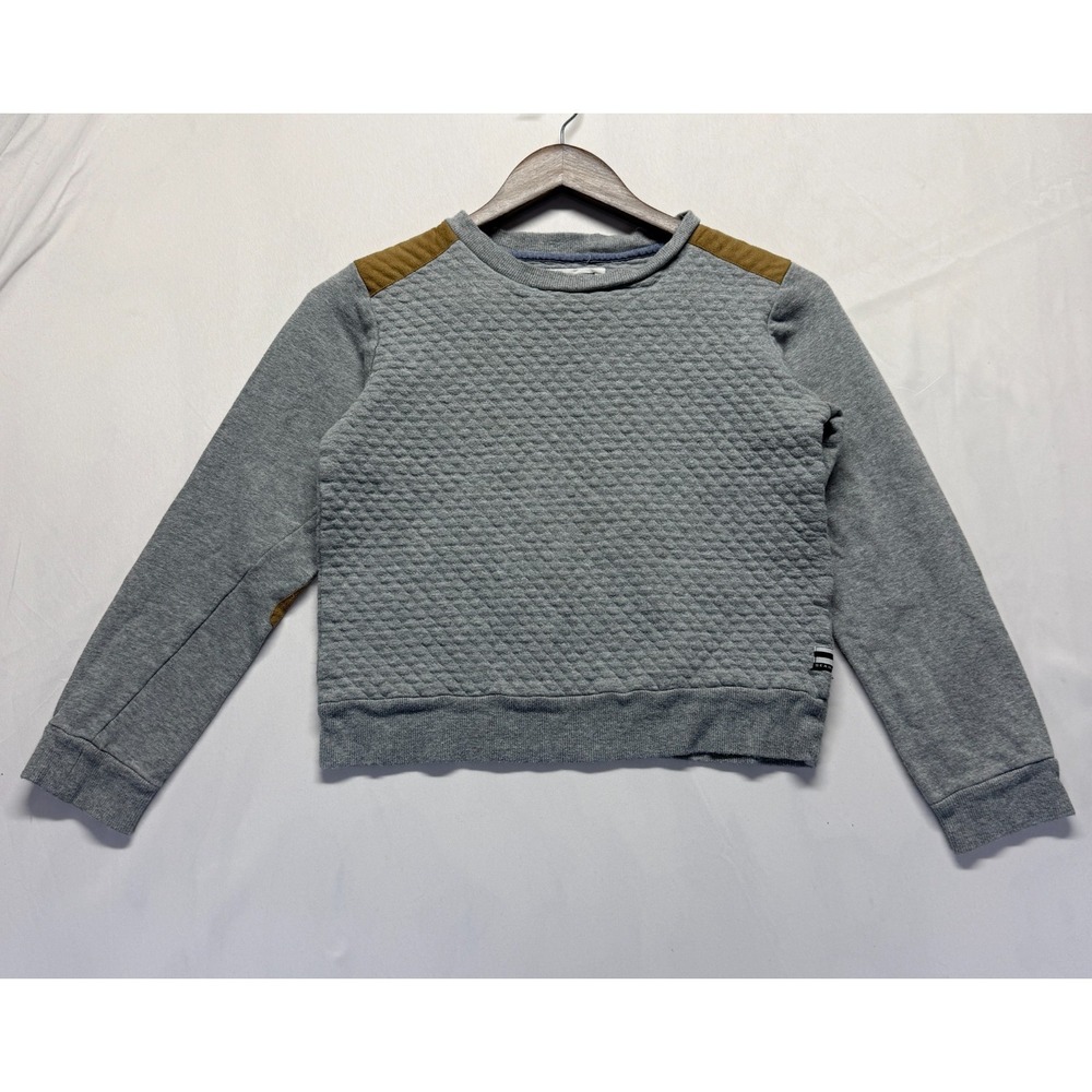 Sean John Sweatshirt Youth Kids M Heather Gray Quilted Textured Cotton Crew Neck